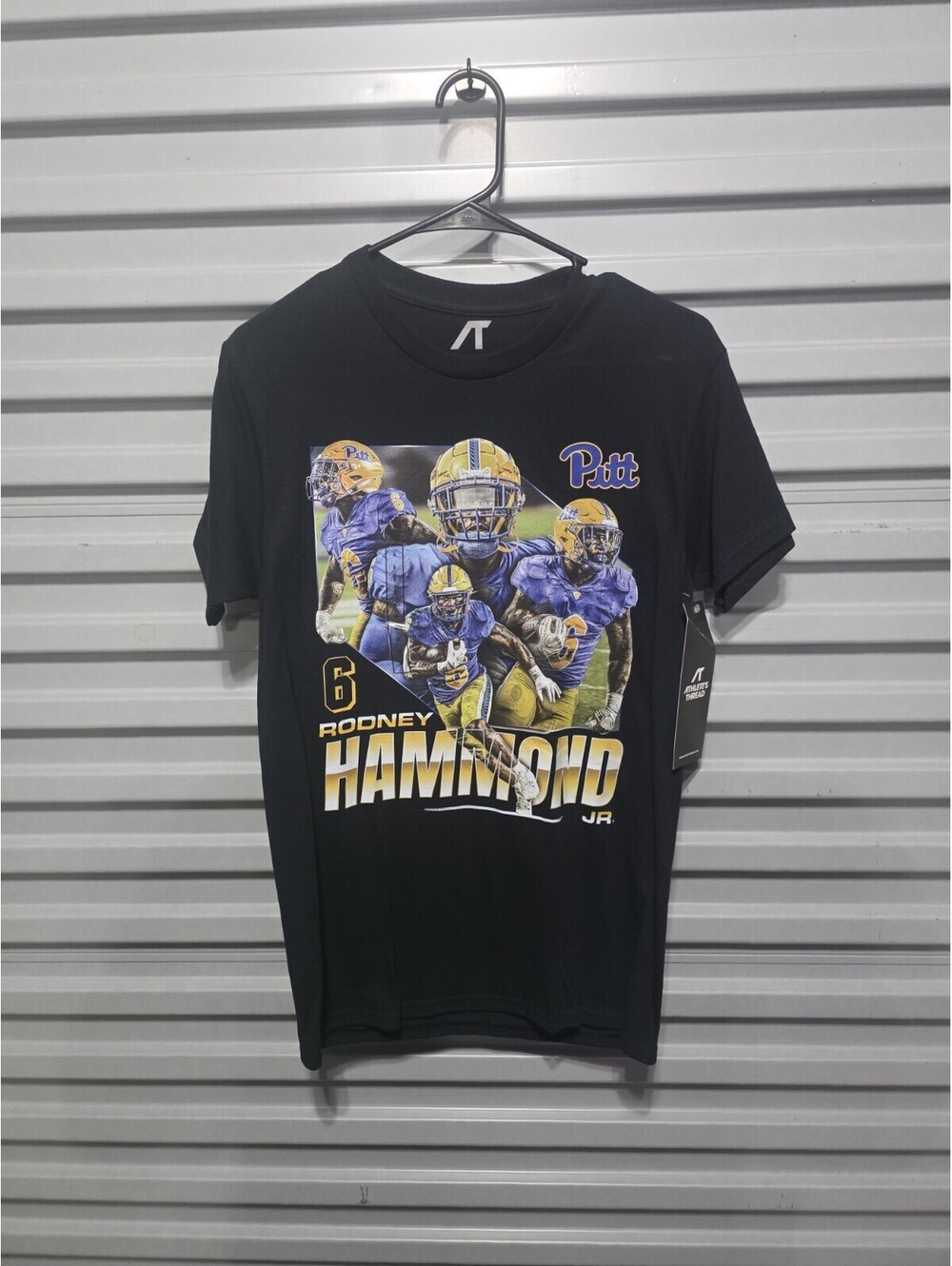 Athletic Threads Pitt Panthers Rodney Hammond Jr. Football Black Graphic Shirt S
